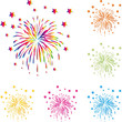 Feuerwerk, Raketen, Explosion, Vorlage, Set, Design