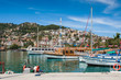 tourist yachts in the harbor by the sea