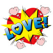 Love cartoon explosion. Falling in love. Love firework.
