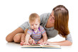 Photo: cute mother reading a book to her kid boy cute mother reading a book to her kid boy