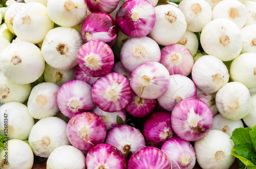 Photo: Red onions at the market Red onions at the market