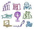 Set of icons. Business. Author's illustration in vector