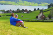 Travelers having rest on the hill