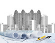 blue print and architect working
