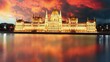 Budapest - parliament at sunset - time lapse