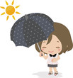 太陽の下で日傘をさす女性