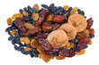 Dried fruits on white background