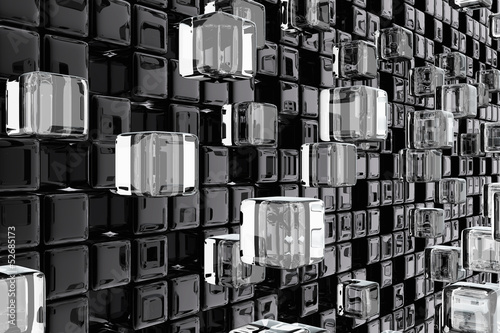 Illustration: Wall of technological cubes Wall of technological cubes