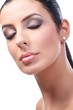 Closeup beauty portrait of attractive female model