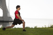 Athlete warming and stretching