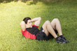 Athlete making some abdominals
