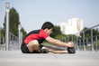 Athlete warming and stretching