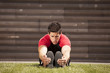 Athlete warming and stretching