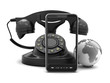 Retro rotary and modern cell phones - abstract illustration