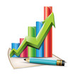 Business Graph with arrow and pen
