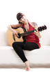 Playing guitar