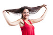Woman grabbing her hair
