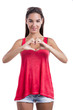 Making  a heart symbol with hands