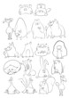 Black and White Cartoon Animals