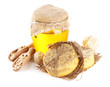 Hand made soap and ingredients for soap making, isolated