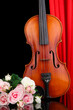 Foto: Classical violin on curtain background Classical violin on curtain background