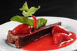 Chocolate cake with strawberry and chili