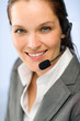 Close up of female support phone operator