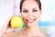 Smiling Woman With Apple On Br...