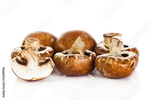 Photo: Fresh mushroom champignon isolated on white background . fresh Fresh mushroom champignon isolated on white background . fresh
