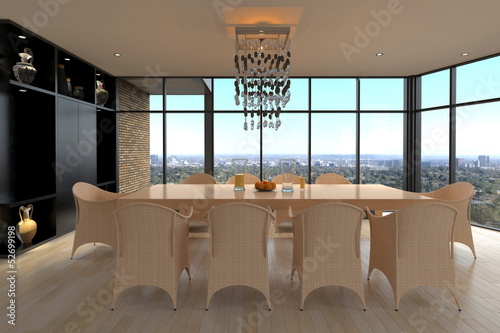 Illustration: Modern Design Dining Room | Living Room Interior Modern Design Dining Room | Living Room Interior