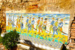Palacio de Viso del Marqués, azulejo de una batalla, soldados