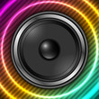 Speaker with abstract colorful background