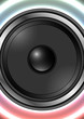 Speaker with abstract colorful background