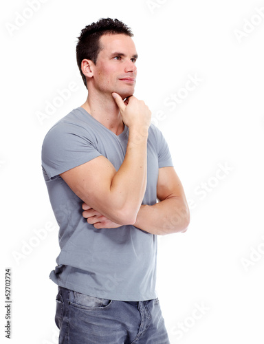 Photo: Young man thinking idea. Young man thinking idea.