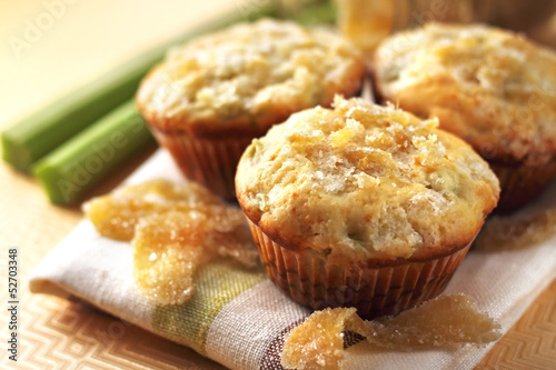Photo: Rhubarb and ginger muffins Rhubarb and ginger muffins