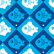 seamless pattern of fish in rhombus
