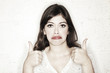 Sarcastic Thumbs Up Sad Woman