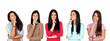 Five pensive brunette girl