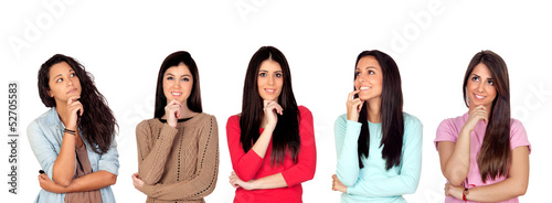 Photo: Five pensive brunette girl Five pensive brunette girl