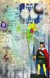 Street art background with king of swords