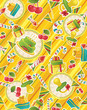 Seamless pattern with party supplies