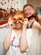 Russian couple in national costume