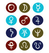 Hand drawn signs of planet symbols set of icons