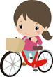 自転車を降りて歩く女性