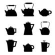 Set of different teapots. Kettles icons