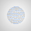 Group of blue marketing terms