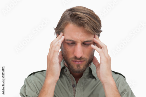 Photo: Anxious man with eyes closed Anxious man with eyes closed