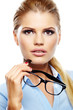 Cute young business woman with glasses