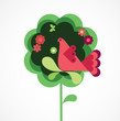 Vector: whimsy flower tree and bird whimsy flower tree and bird