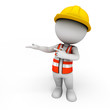 3d white people as road worker